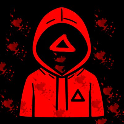 a person with non face waering a hoodie with a small triangle symbol