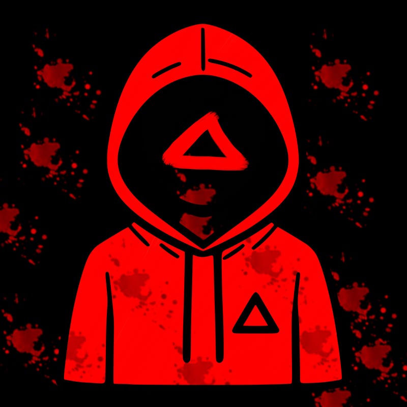 a person with non face waering a hoodie with a small triangle symbol