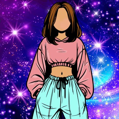 realistic girl faceless with baggy pants and a crop top