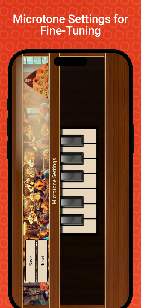 Balalaika - Microtone settings interface in the Balalaika Sim app for fine tuning instrument pitch