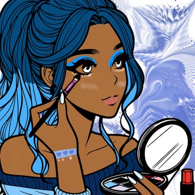 a realistic girl doing her makeup