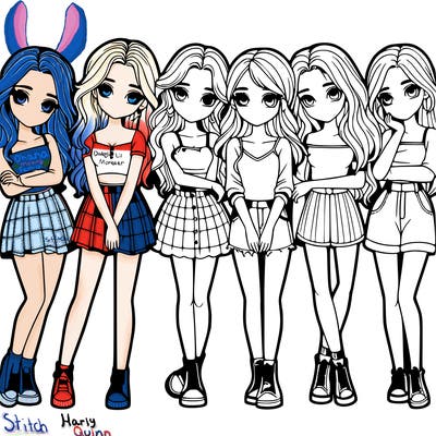 a group of girls realistic