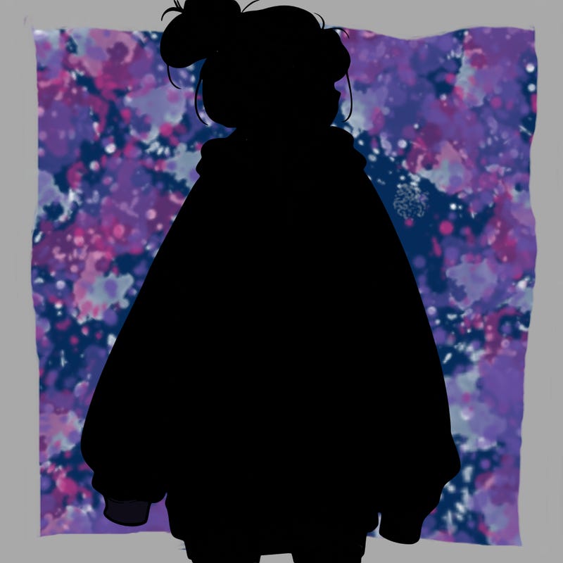 realistic girl with a oversized sweatshirt on and a bun