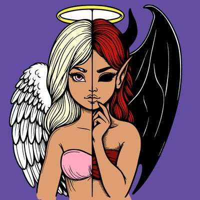 realistic angel half demon