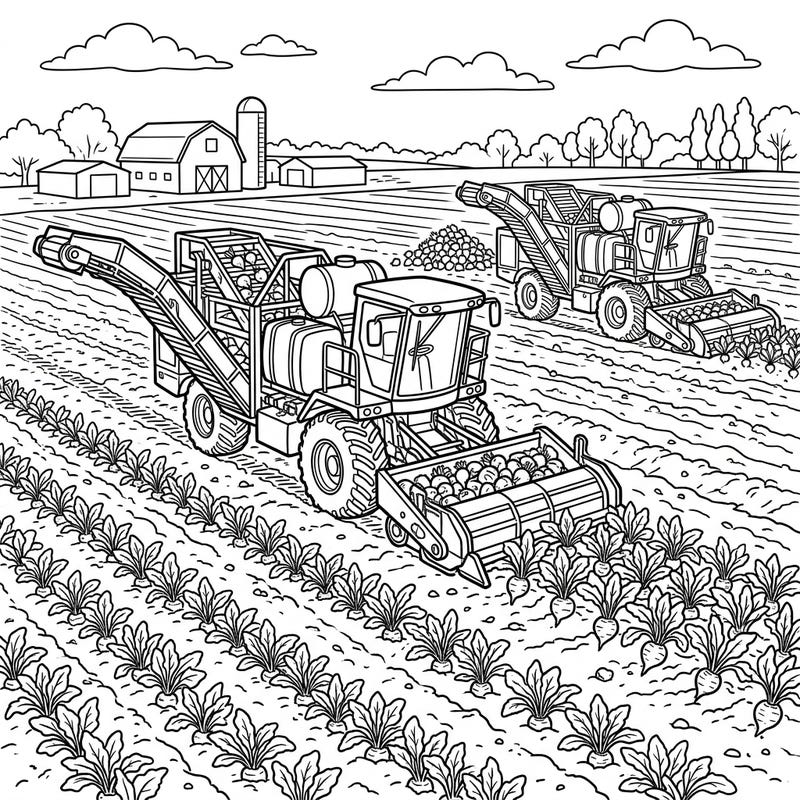 Delve into the fascinating process of harvesting with our detailed sugar beet harvester coloring page. This intricate design offers an engaging journey into the heart of modern agriculture.