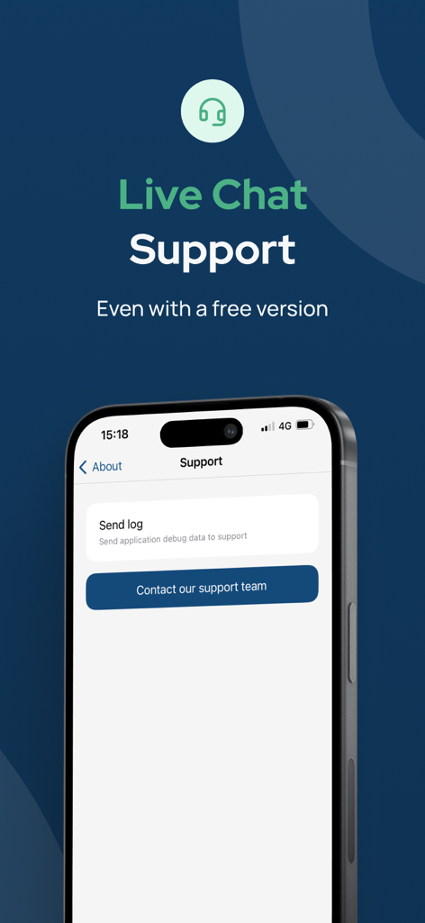 Octohide VPN mobile app screen showing live chat support for both free and premium users