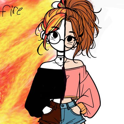 girl with a messy ponytail glasses a baggy crop top and jean shorts