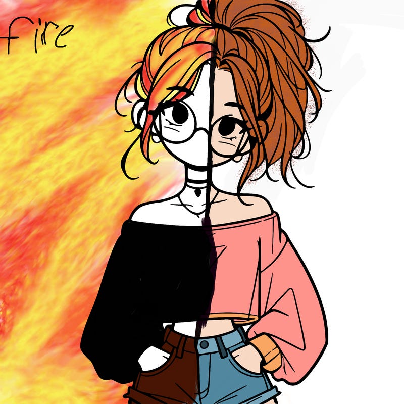 girl with a messy ponytail glasses a baggy crop top and jean shorts