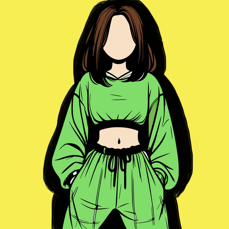 realistic girl faceless with baggy pants and a crop top
