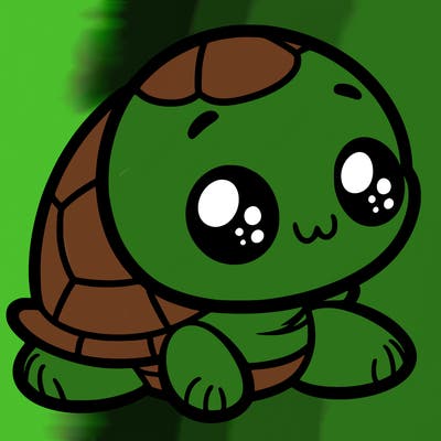 cute little animated turtle