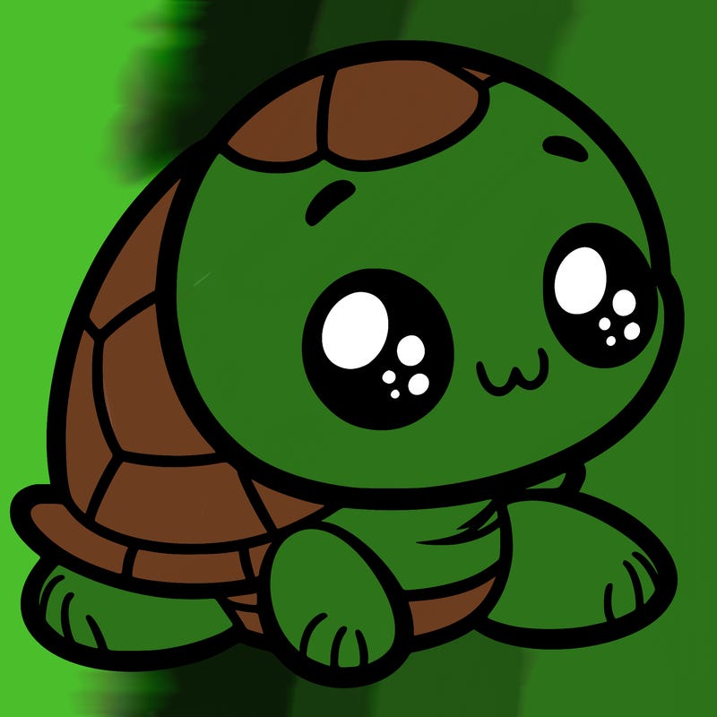 cute little animated turtle