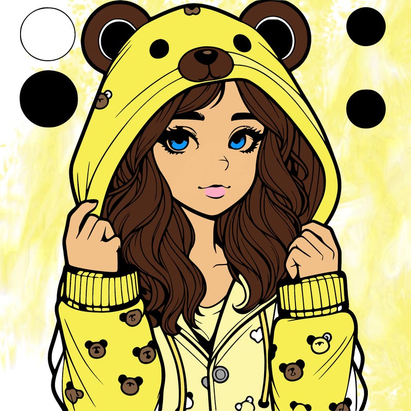 realistic girl in a animal pjs hoodie