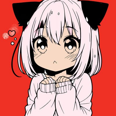 shy anime catgirl