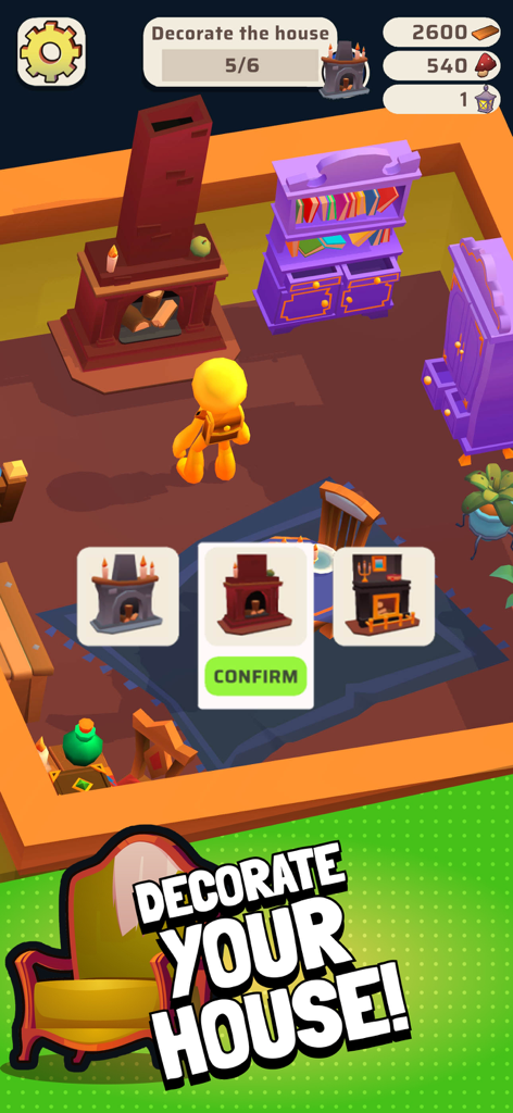 Survival Games - Questopia - Questopia에서 집을 꾸미기 위해 가구를 선택하는 캐릭터