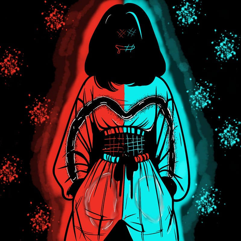 realistic girl faceless with baggy pants and a crop top