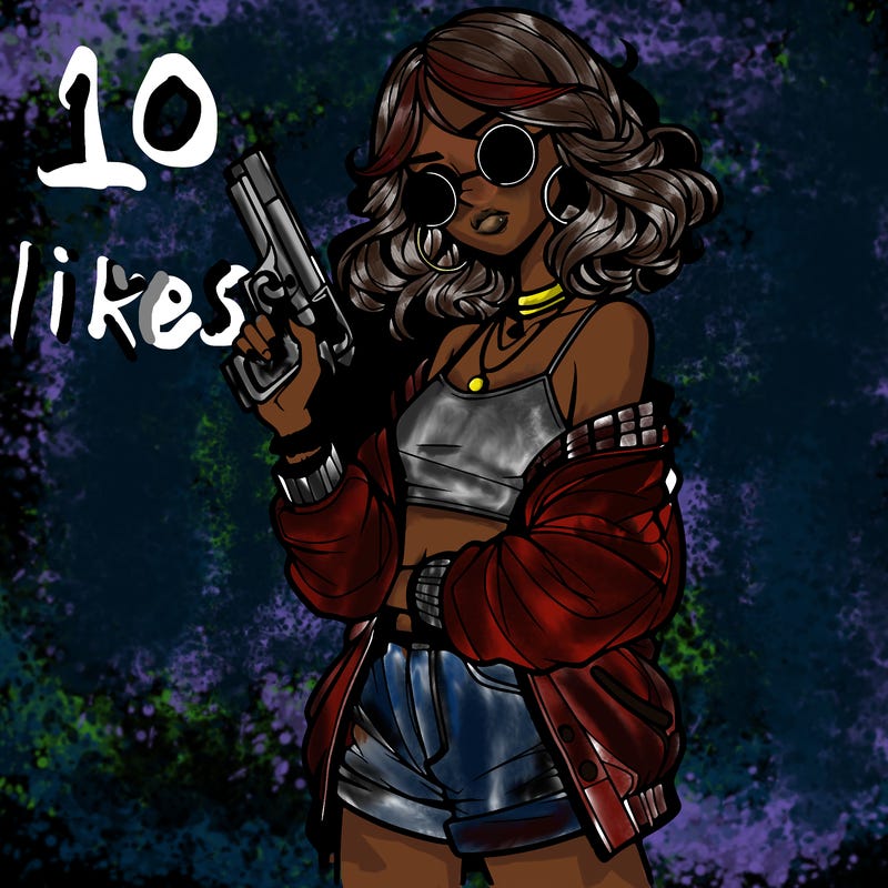 stylish teenage girl with gun