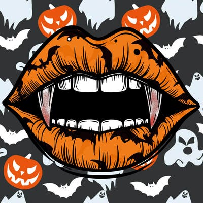 lips with vampire teeth