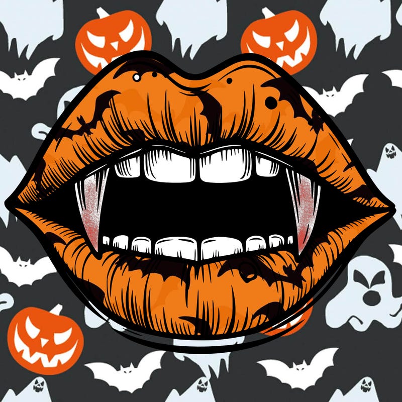 lips with vampire teeth