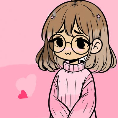 sad girl with glasses in a sweater