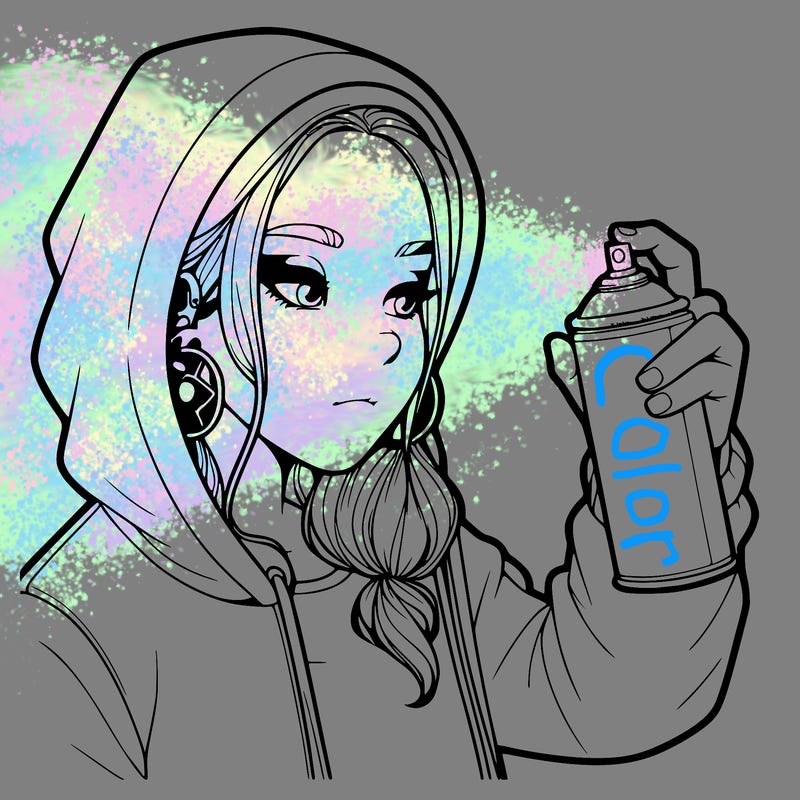 a realistic girl, spray painting