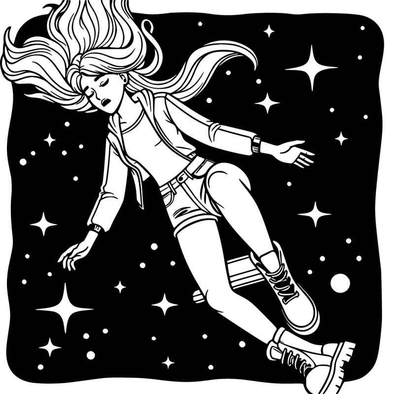 woman falling in space