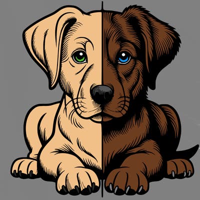 realistic dog split picture