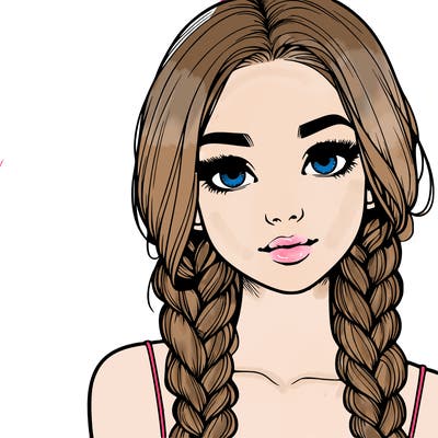 realistic girl with braids