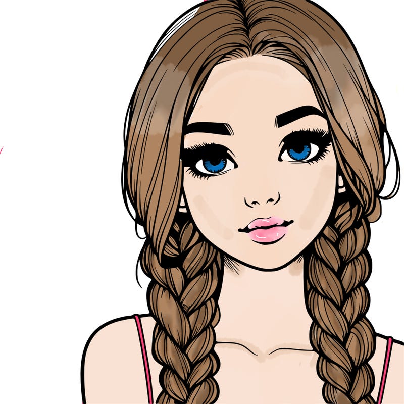 realistic girl with braids