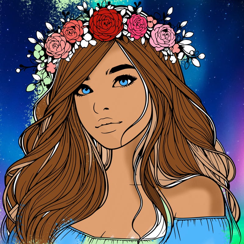 realistic girl with flower crown