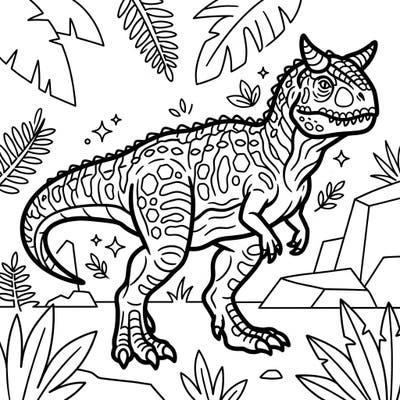 Introduce your little one to the world of dinosaurs with this adorable Carnotaurus coloring page, specially designed for toddlers. Its bold lines and large areas make it perfect for developing fine motor skills and sparking creativity.