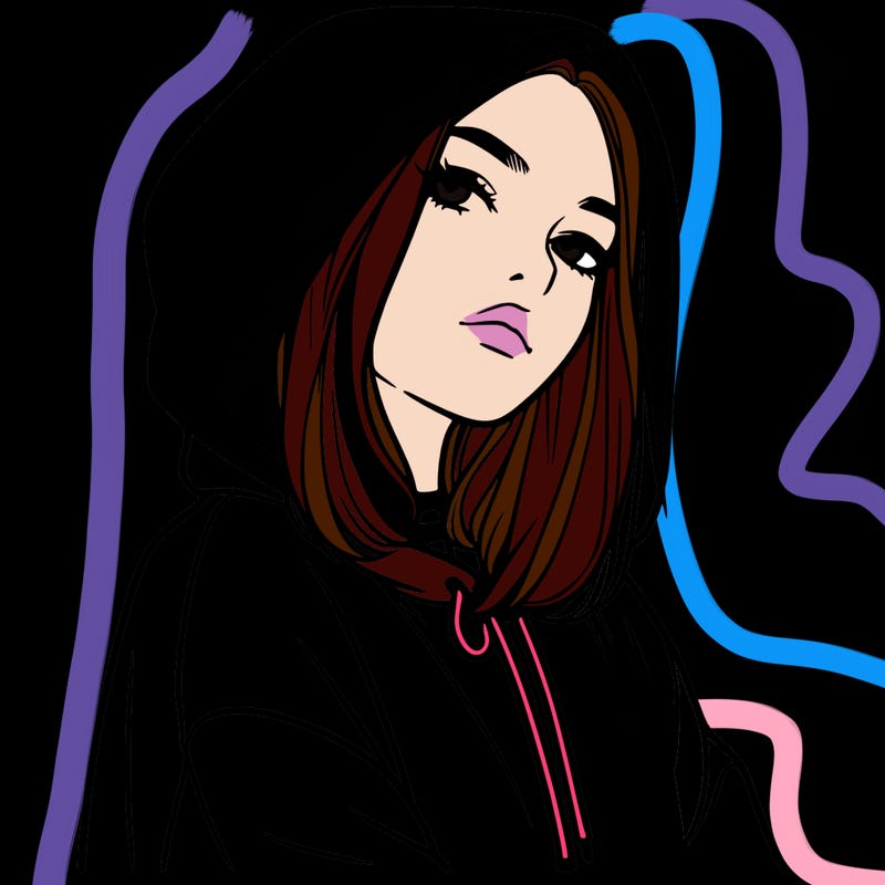 a realistic girl in a hoodie