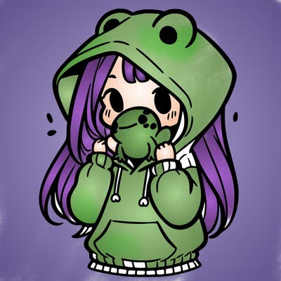 a girl holding a froggy hoodie