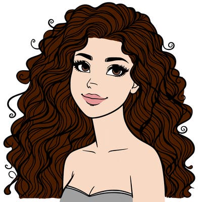 woman with curly  long hair realistic