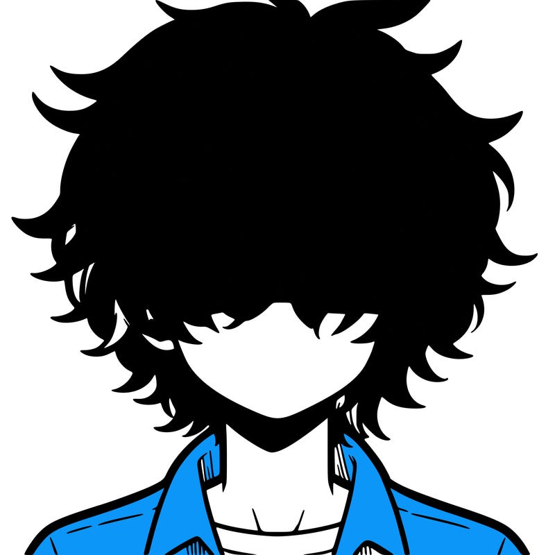 manga boy fluffy hair covering his eyes