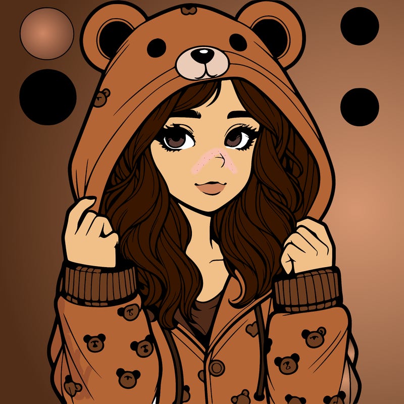 realistic girl in a animal pjs hoodie