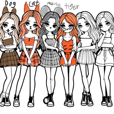 a group of girls realistic