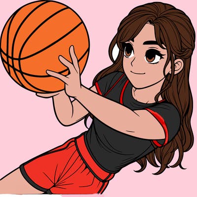 realistic girl playing basketball