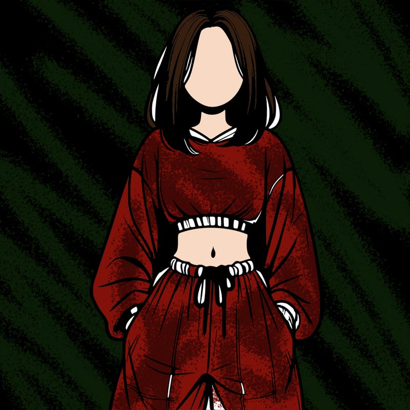 realistic girl faceless with baggy pants and a crop top