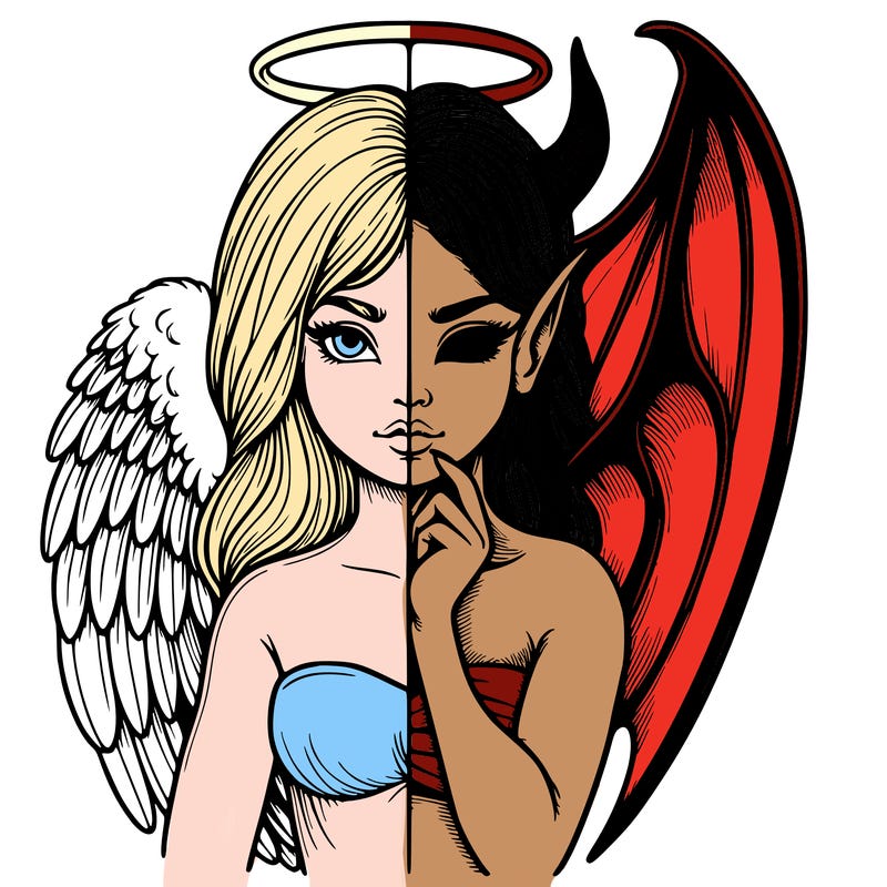 realistic angel half demon