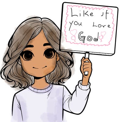 realistic girl holding up a sign