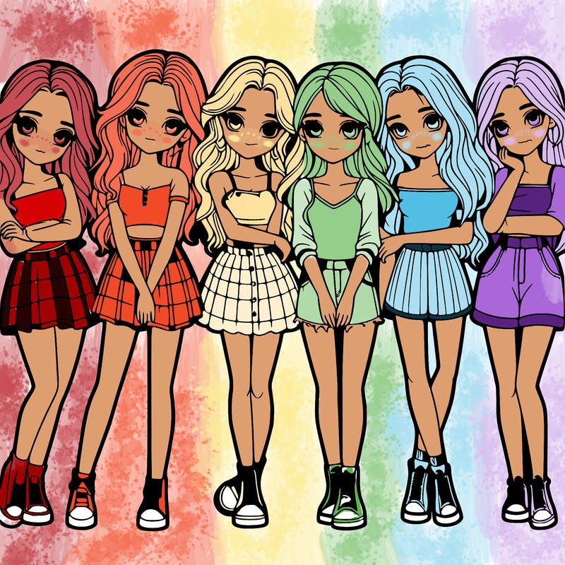 a group of girls realistic