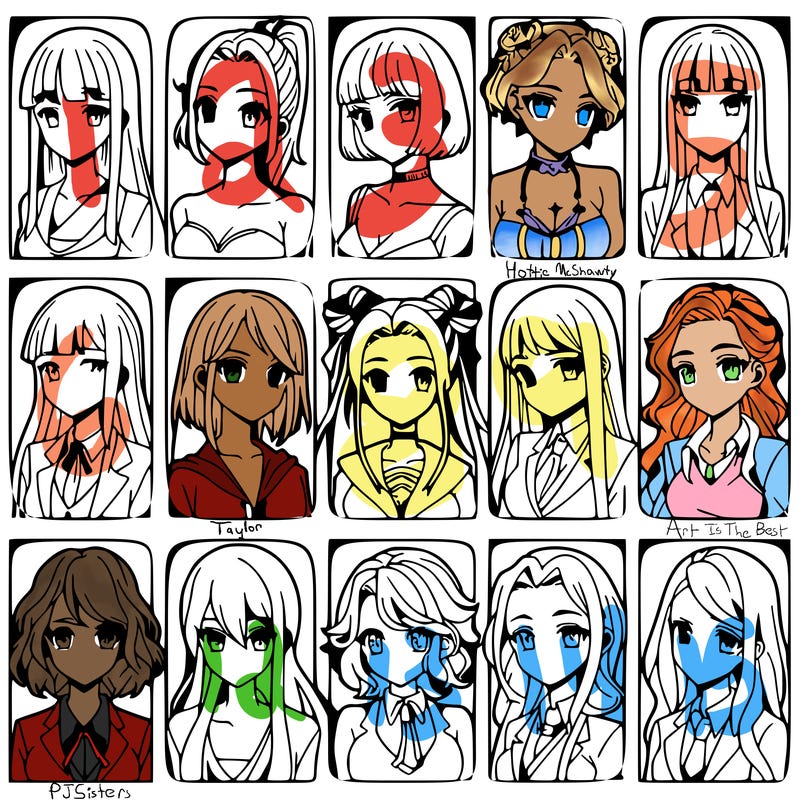 girls that look diffrent anime