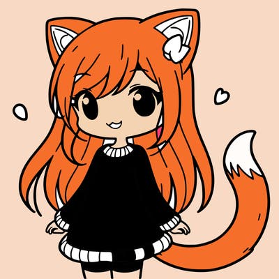girl with cat ears and tail