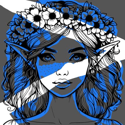 realistic female elf with flower crown