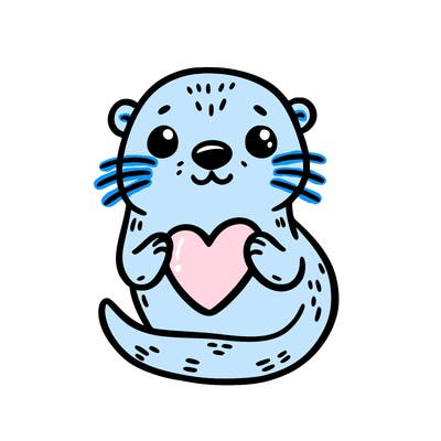 otter with a heart