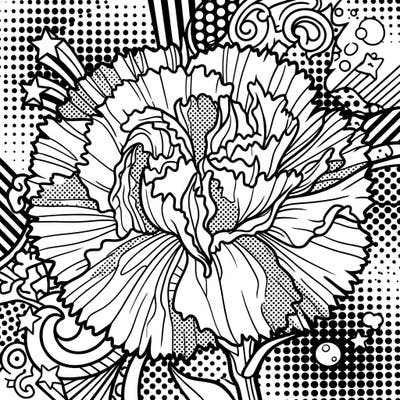 Immerse yourself in the dynamic world of Pop Art with this captivating carnation petals coloring page. Its bold outlines and halftone patterns provide a unique canvas for your artistic expression, blending floral beauty with modern design.