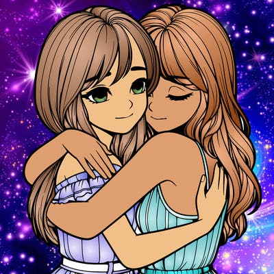 realistic girls hugging