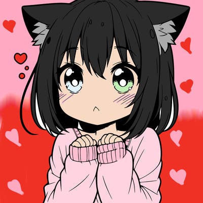 shy anime catgirl