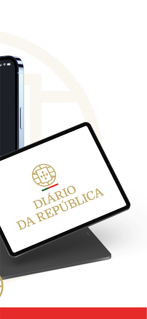 Diário da República - Logótipo da app Diário da República apresentado num ecrã de tablet