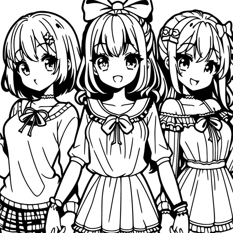 3 anime girl best friends